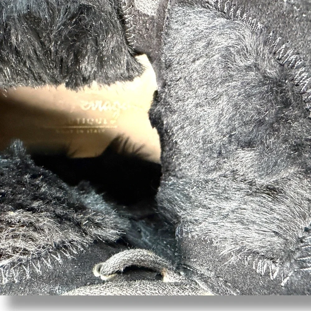 Salvatore Ferragamo Black Suede Fur Lined Chukka Boots Women‎ 8